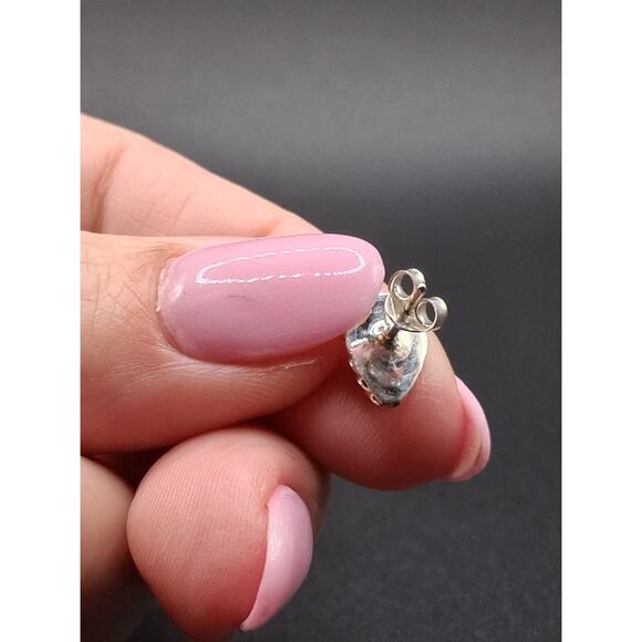 Blue Chalcedony Stud Earrings, 925 Sterling Silver, Teardrop, Real Gemstone - Picture 4 of 4